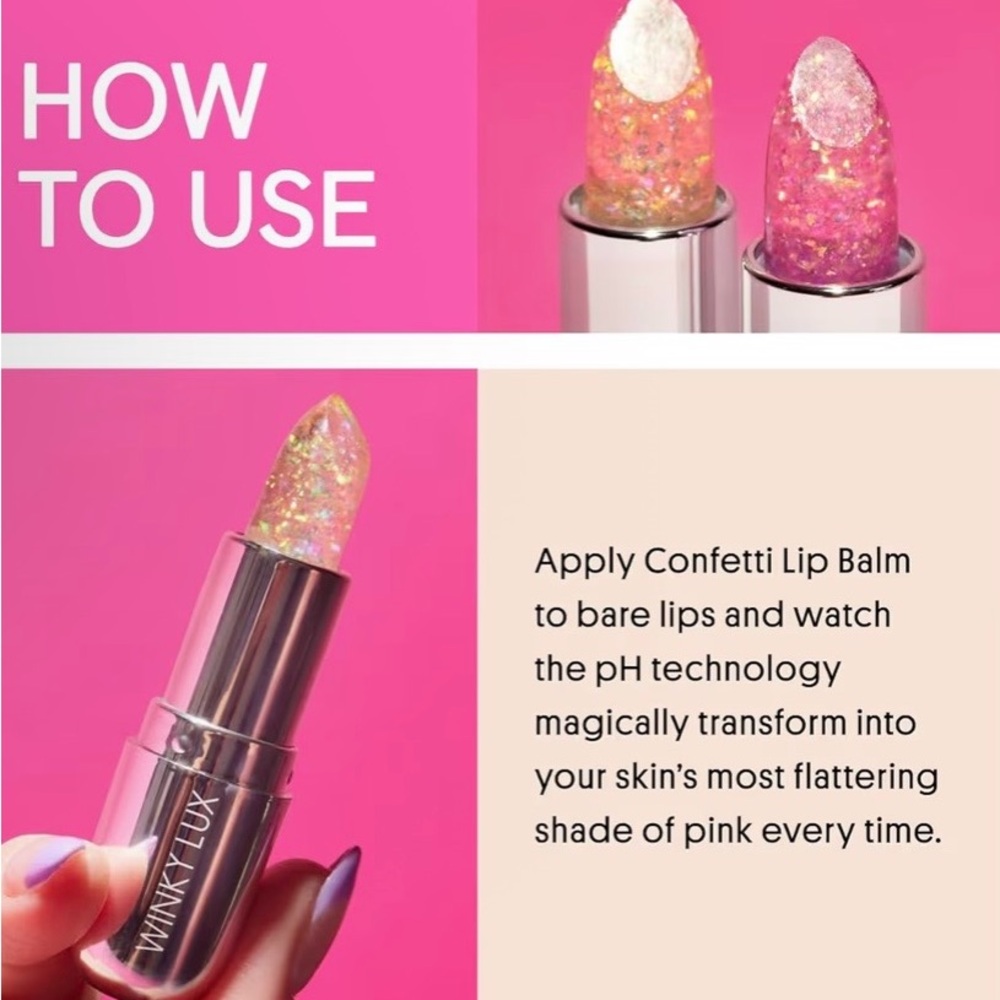 NWT WINKY LUX Confetti Limited Edition Color Changing pH Balanced Lip Balm - Picture 7 of 9